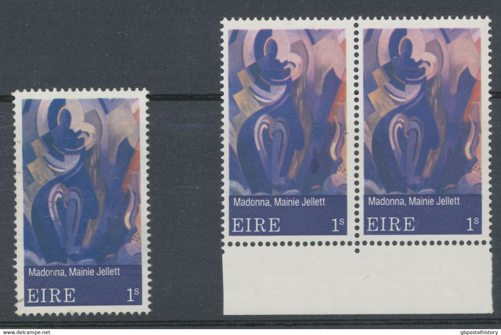 IRELAND 1970 Contemporary Irish Art 1S Superb Used MAJOR VARIETY COLOR PINK On The Left Stamp Is Almost Complete MISSING - Oblitérés