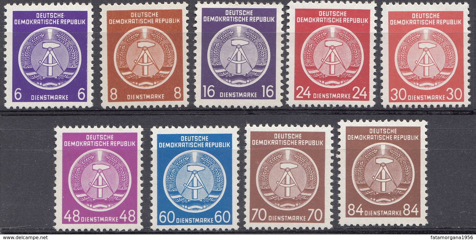 GERMANIA DDR - 1954 - Lotto 9 Valori Nuovi MNH - Servizio Yvert 2, 3, 7, 9, 11, 13, 15, 16 E 17. - Ungebraucht