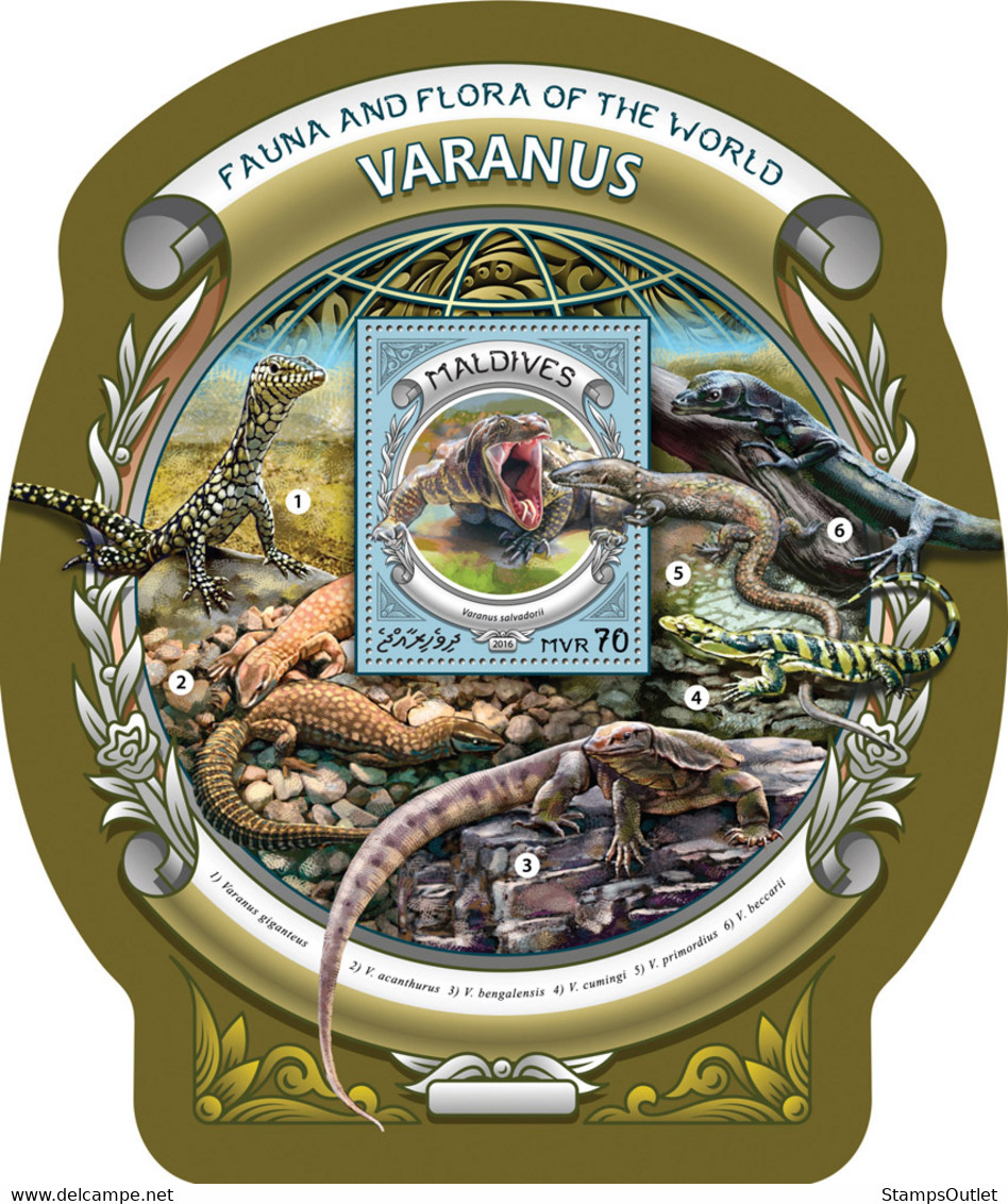 2016 MALDIVES MNH VARANUS  |  Yvert&Tellier Code: : 949  |  Michel Code: 6458 / Bl.962  |  Scott Code: 3705 - Maldive