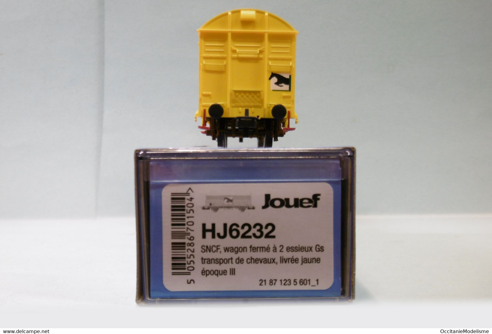 Jouef - WAGON COUVERT Gs Bétail Chevaux Jaune SNCF Ep. IV Réf. HJ6232 Neuf HO 1/87 - Goods Waggons (wagons)