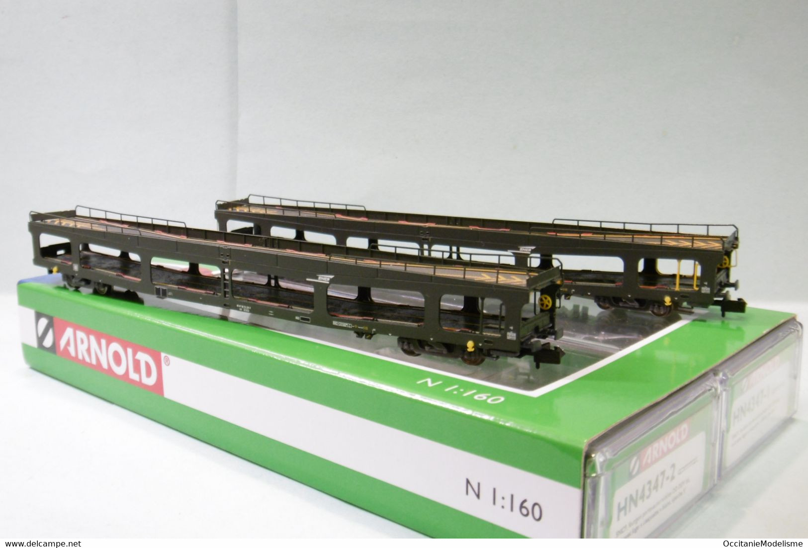 Arnold - 2 WAGONS Porte-autos DD DEV 66 SNCF ép. V Réf. HN4347 Neuf NBO N 1/160 - Goederenwagons