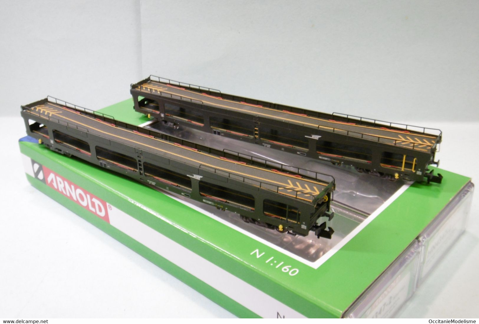 Arnold - 2 WAGONS Porte-autos DD DEV 66 SNCF ép. V Réf. HN4347 Neuf NBO N 1/160 - Goods Waggons (wagons)