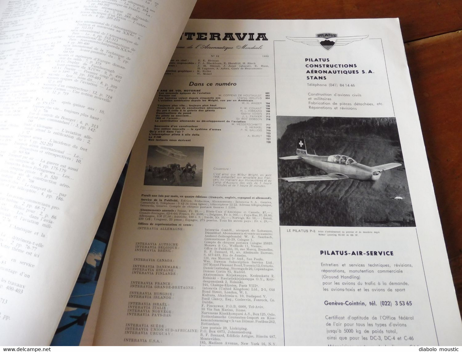 1953 INTERAVIA  - Les Frères Wright ; Le F-100 ; Nombreuses Pubs "Avions"    Etc (édition Originale) - Aviazione