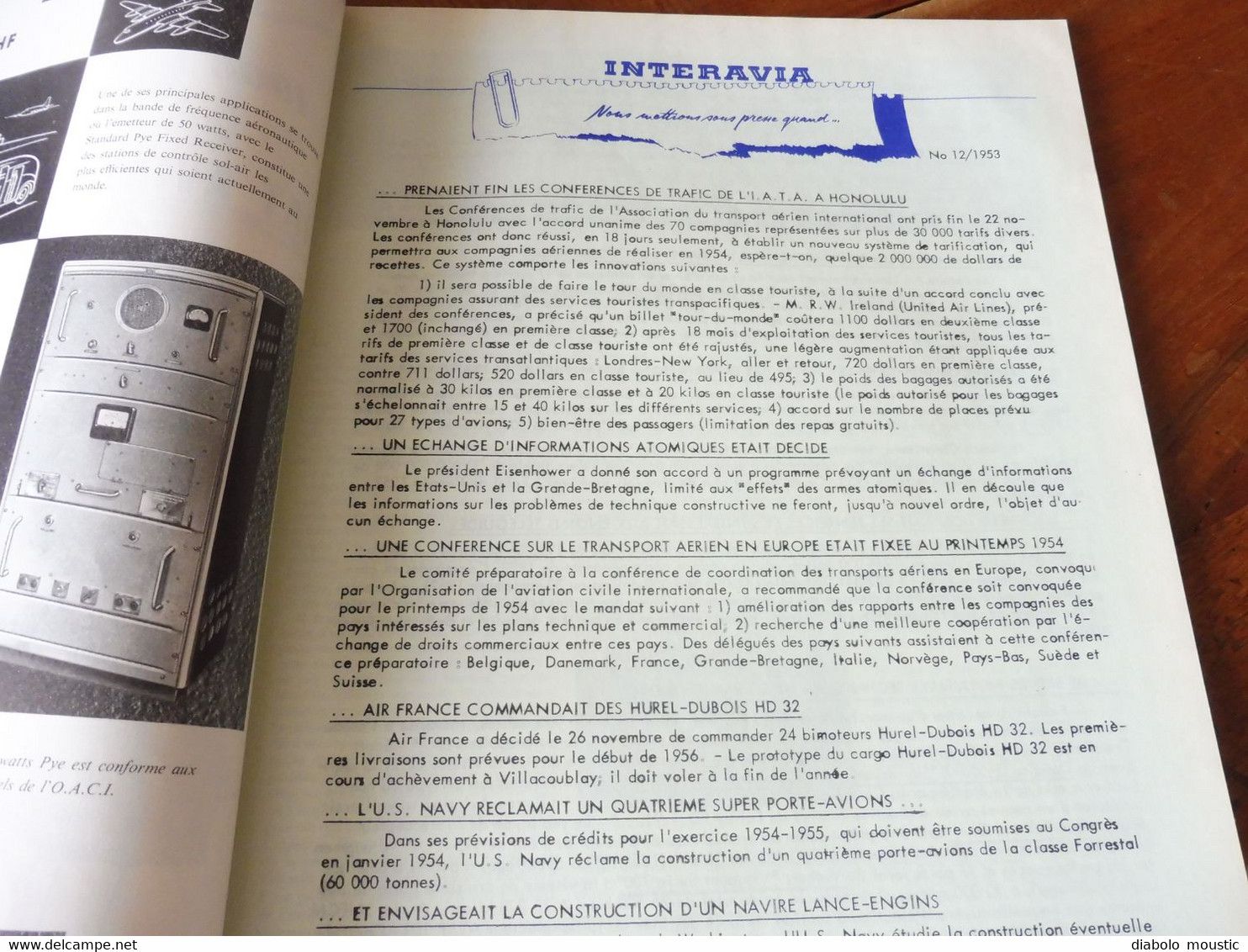 1953 INTERAVIA  - Les frères Wright ; Le F-100 ; Nombreuses pubs "Avions"    Etc (édition originale)