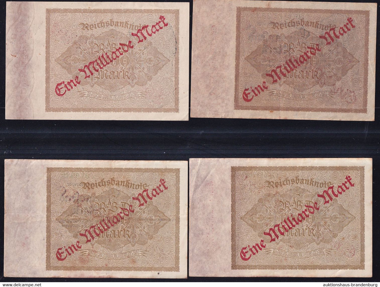 4x 1 Mrd. Mark Auf 1.000 Mark 15.12.1922 - Reichsdruck + 3  Verschiedene FZ (DEU-126) - 1 Mrd. Mark