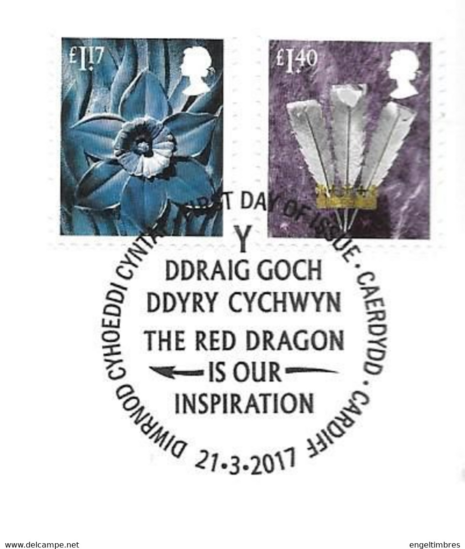 GB - 2017 New  Regional Definitives CYMRU/WALES (2)    FDC Or  USED  "ON PIECE" - SEE NOTES  And Scans - 2011-2020 Em. Décimales