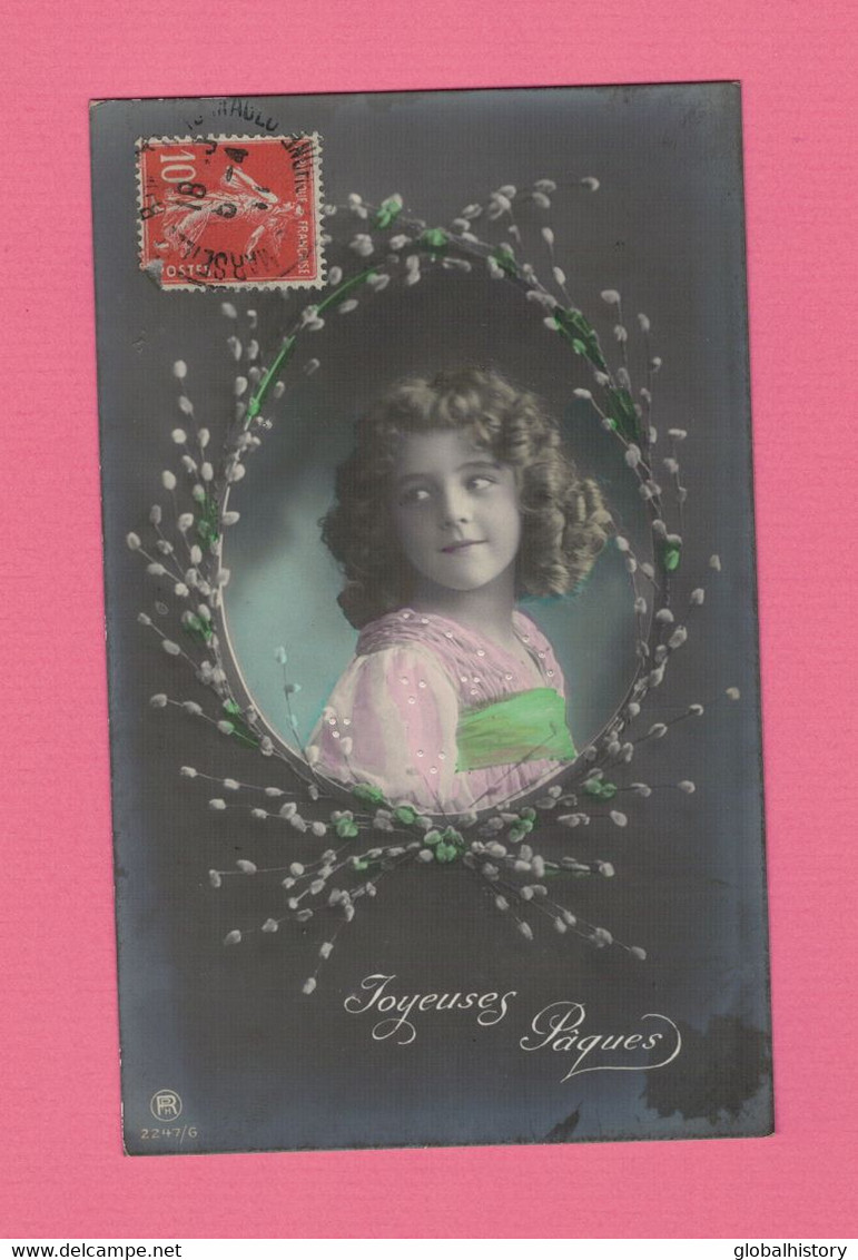 XA1116  JEUNE FILLE  FILLETTE , ENFANT, GIRL , FAMOUS GRETE REINWALD EASTER FRAME RPPC - Ritratti