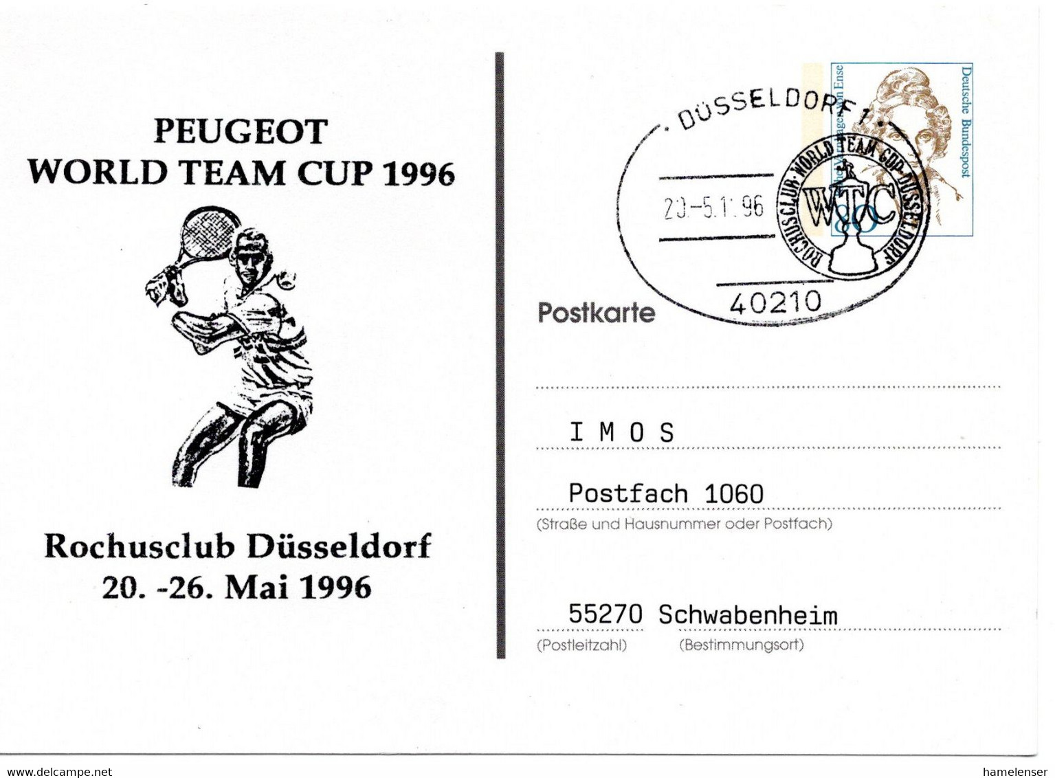 55207 - Bund - 1996 - 80Pfg Frauen PGAte "World Team Cup 1996" M SoStpl DUESSELDORF - ROCHUSCLUB ... -> Schwabenheim - Tennis