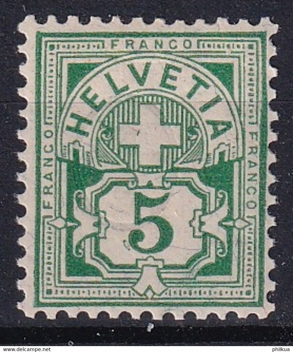 65B / MiNr. 53Y Schweiz 1894-1899 Faserpaier  Freimarken: Kreuz über Wertschild - Postfrisch/**/MNH - Nuovi