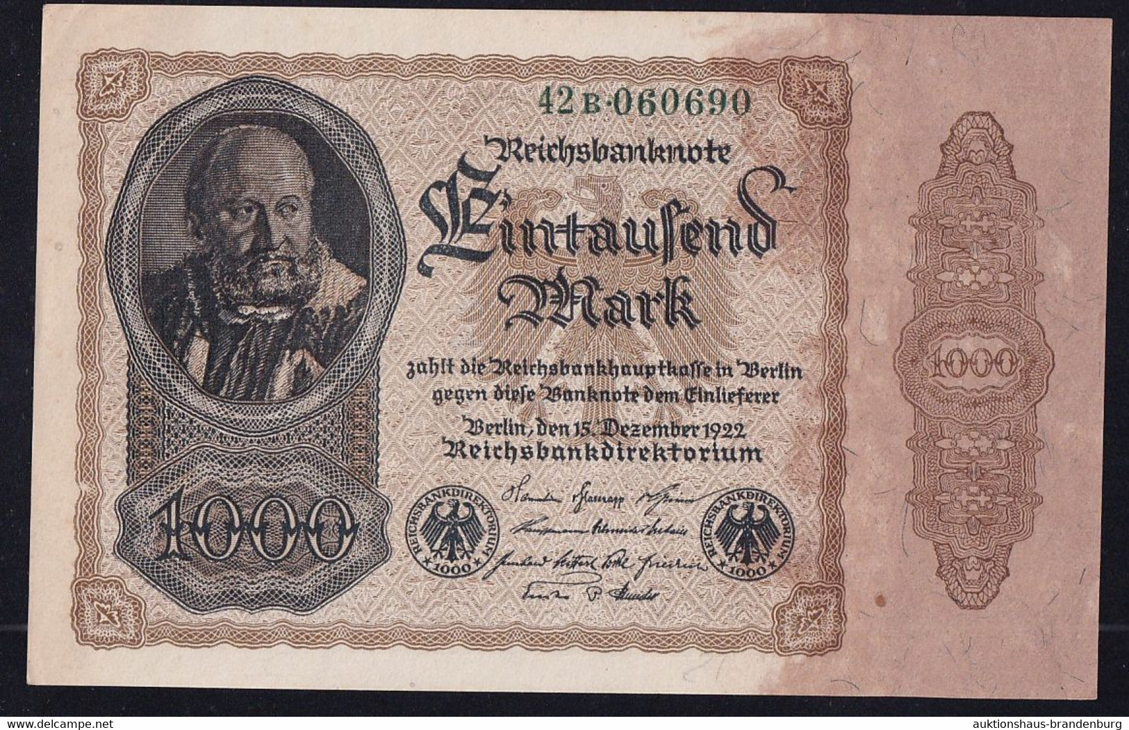 1.000 Mark 15.12.1922 - FZ B Mit Bogenwz. 2 - Reichsbank (DEU-92d2) - 1.000 Mark