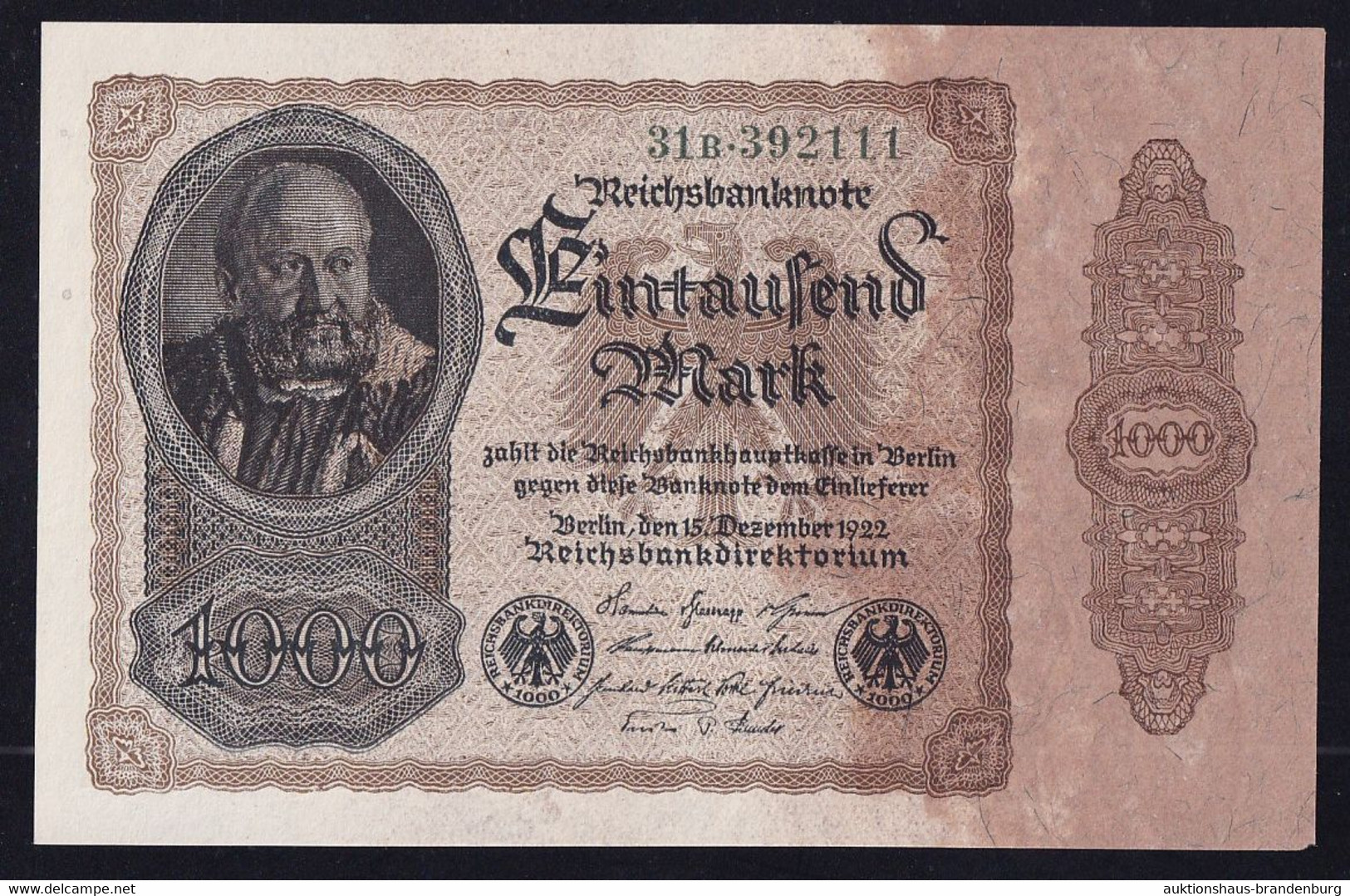 1.000 Mark 15.12.1922 - FZ B Mit Bogenwz. 2 - Reichsbank (DEU-92d2) - 1000 Mark