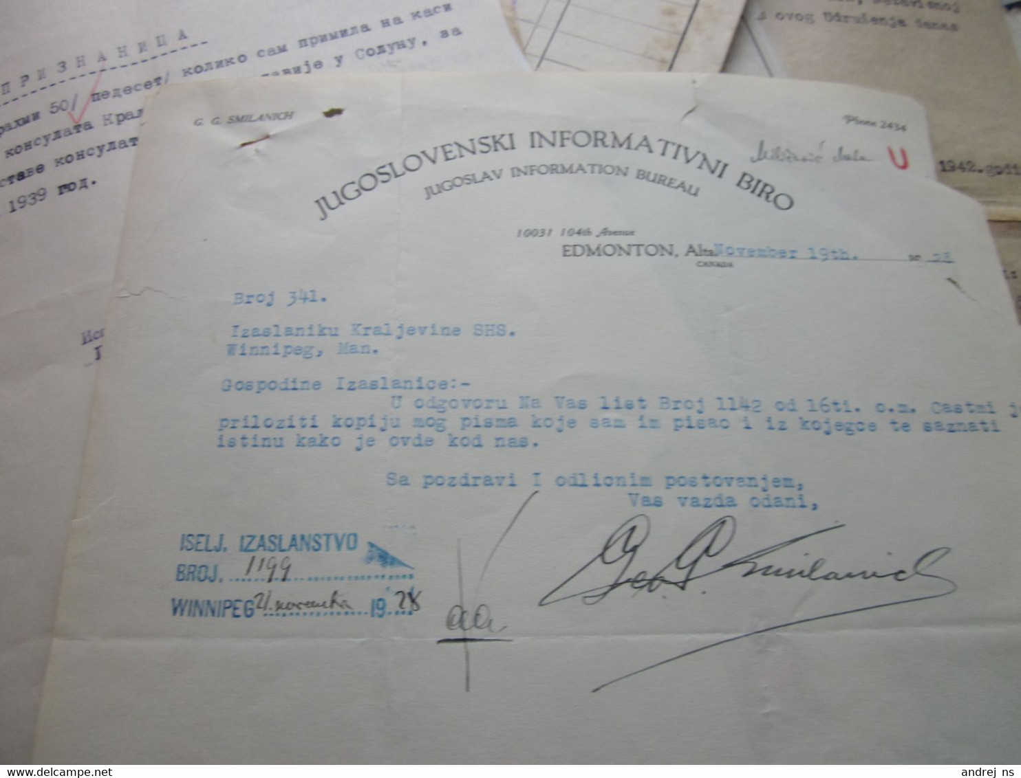 Edmonton Canada Jugoslovenski Informativni Biro 1928 - Canadá