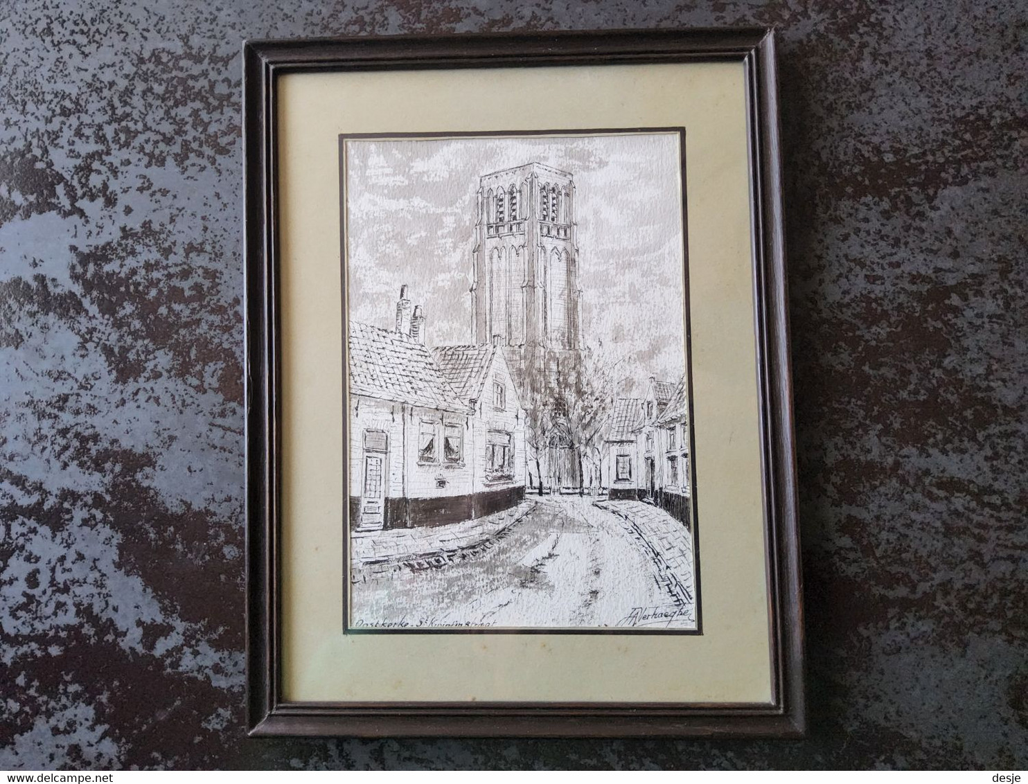 Tekening Damme Oostkerke De Sint-Kwintinuskerk Door Verhaeghe - Dessins