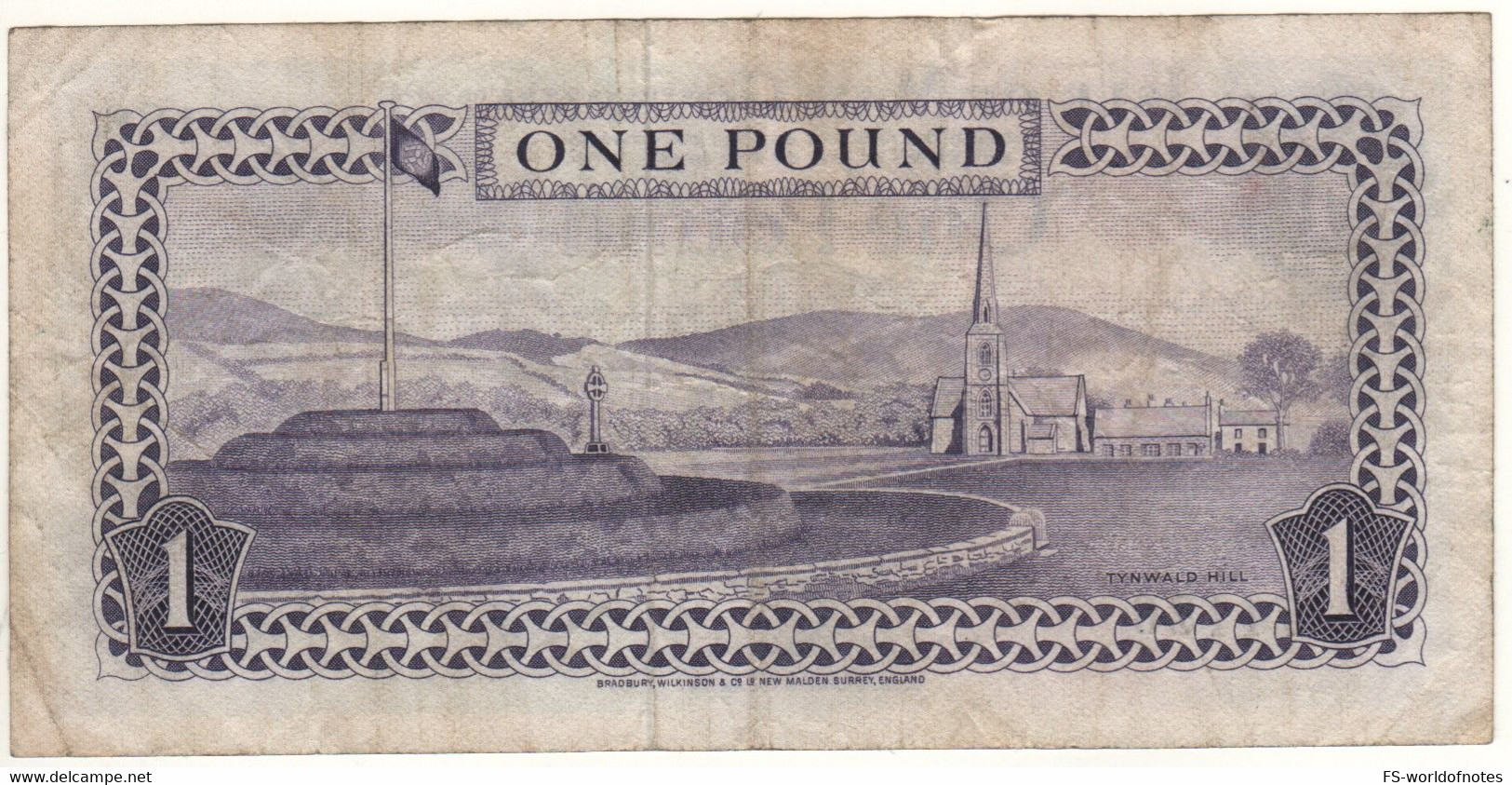 ISLE Of MAN  1 Pound  P29a  ( 1972-79    Queen Elizabeth II + Tynwald Hill At Back ) - 1 Pound