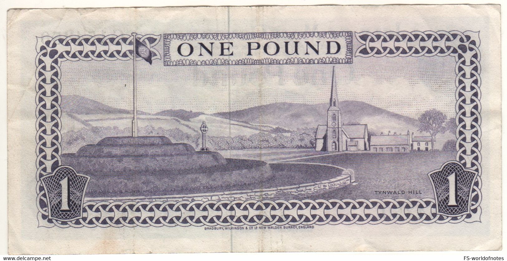 ISLE Of MAN  1 Pound  P29c  ( 1972-75    Queen Elizabeth II + Tynwald Hill At Back ) - 1 Pond