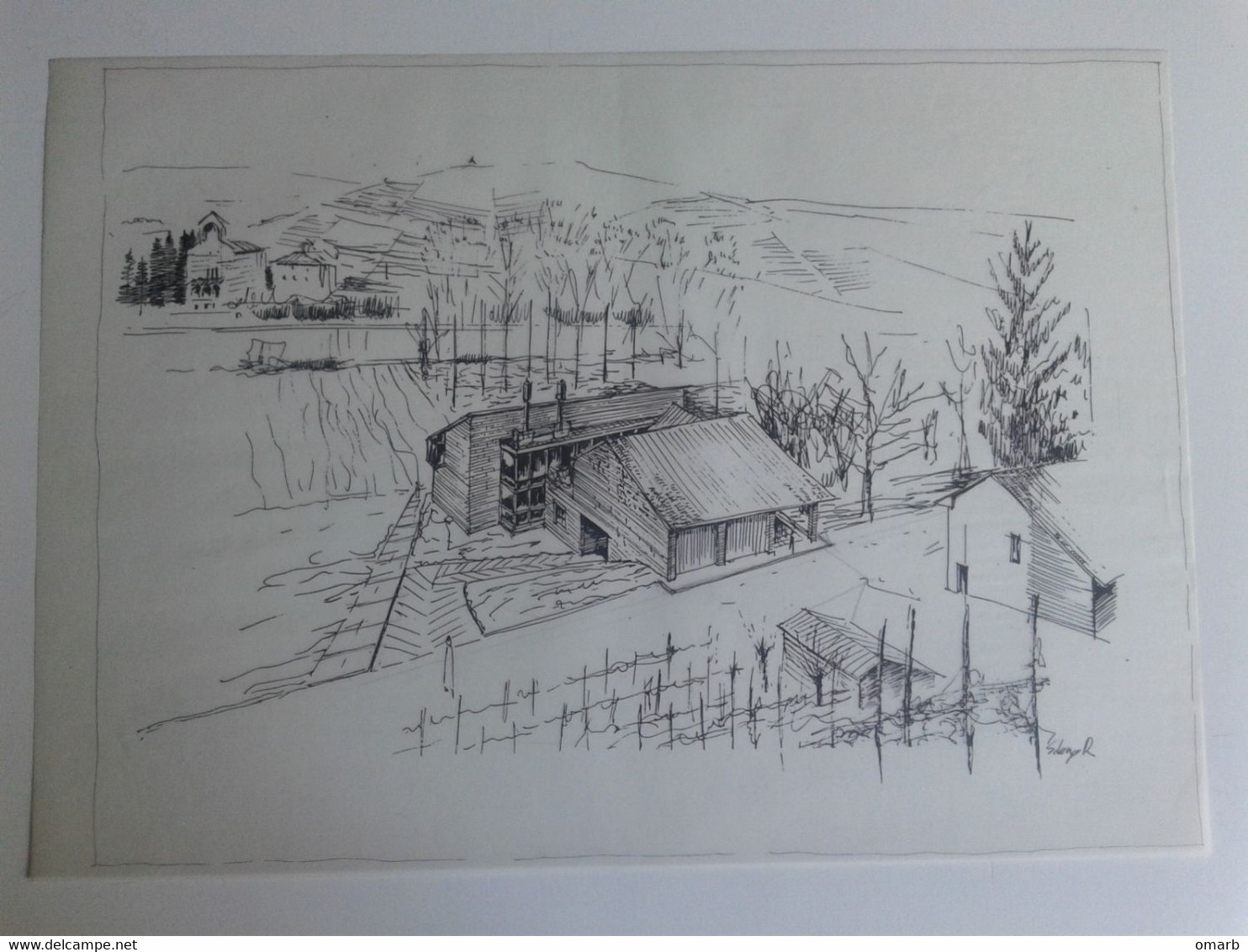 Alt1230 Disegni A Mano Architettura Rurale Rural Architecture Cascina Natura - Dessins