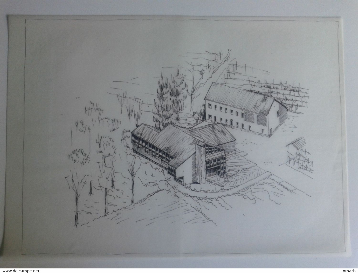 Alt1230 Disegni A Mano Architettura Rurale Rural Architecture Cascina Natura - Dessins