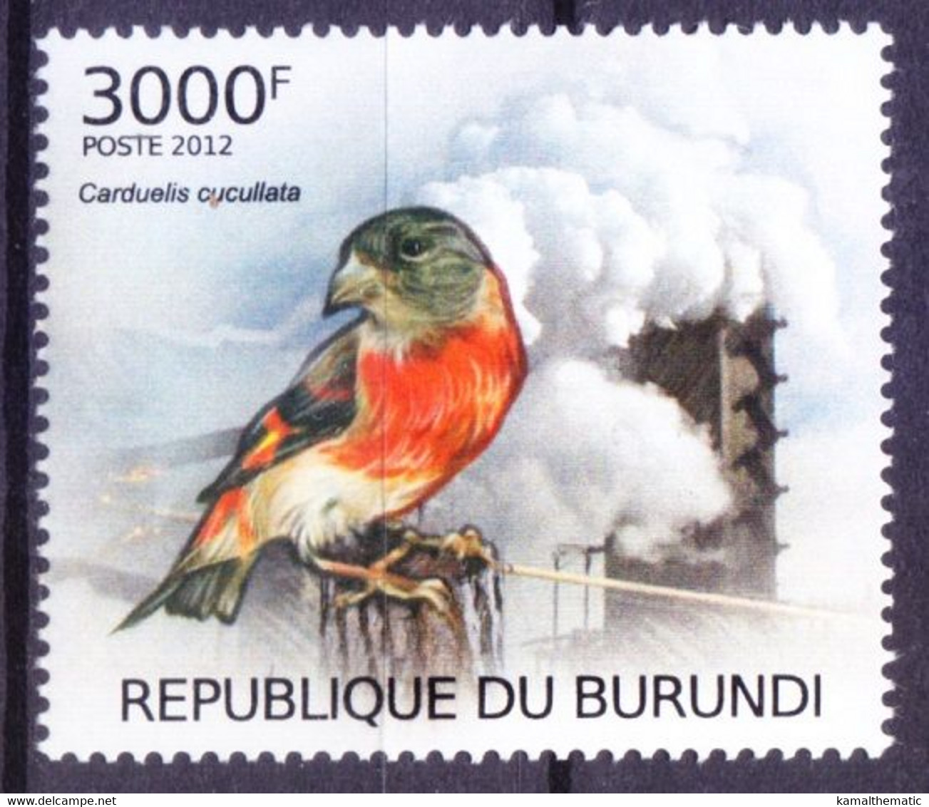 Red Siskin, Air Pollution And Birds, Birds, Burundi 2012 MNH - Polucion