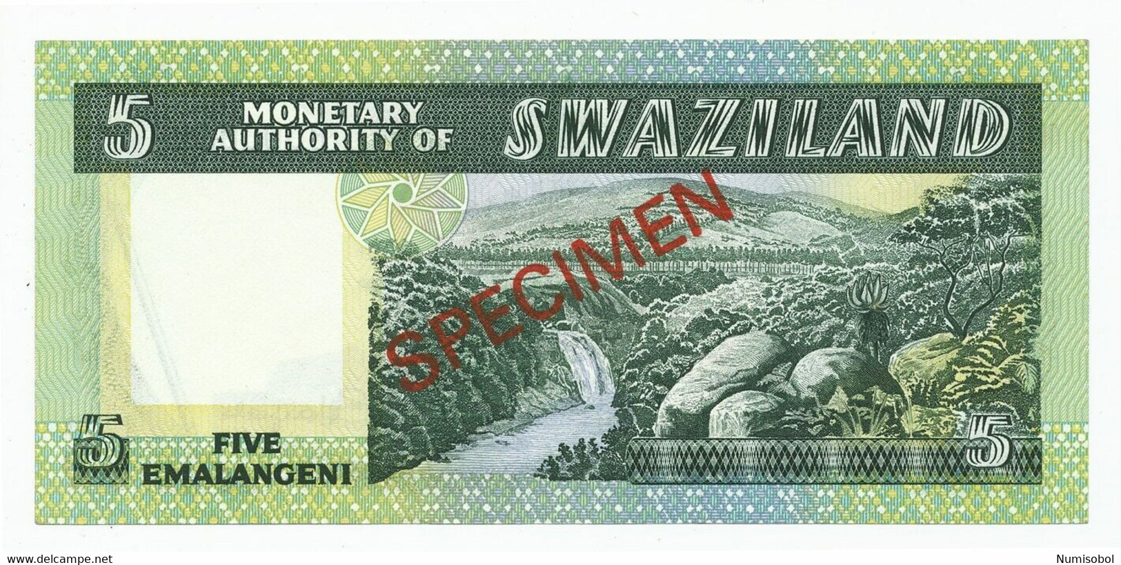 SWAZILAND - 5 Emalangeni SPECIMEN ND(1974) P3s, UNC (SWZ003) - Swaziland