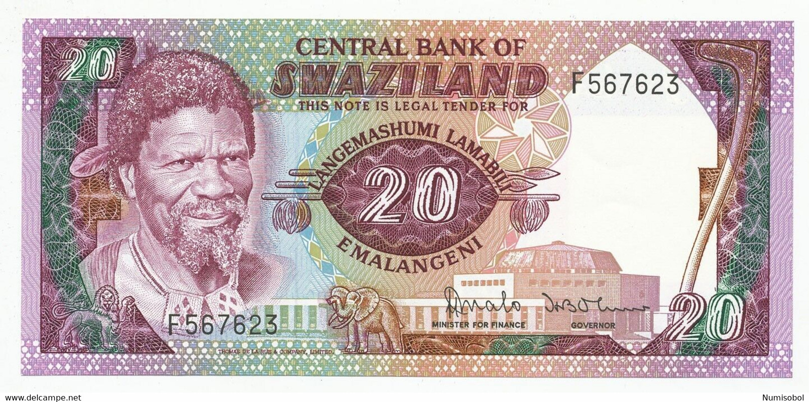 SWAZILAND - 20 Emalangeni ND(1984) P11a, UNC (SWZ004) - Swasiland