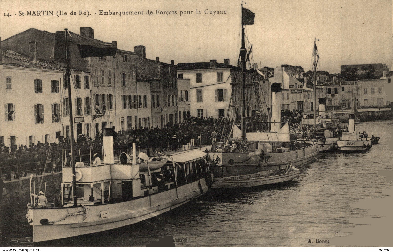 N°98468 -cpa St Martin De Ré -embarquement De Forçats Pour La Guyanne- - Prigione E Prigionieri