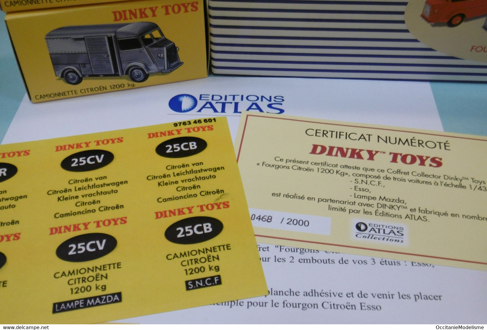 Dinky Toys / Atlas - COFFRET 3 Fourgons Citroën 1200kg H SNCF + ESSO + MAZDA Réf. 25 CS BO 1/43 - Dinky