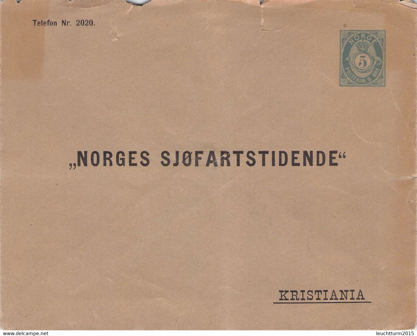 NORWEGEN - ENVELOPE NORGES SJÖFARTSTIDENDE KRISTIANIA / 4-21 - Postal Stationery