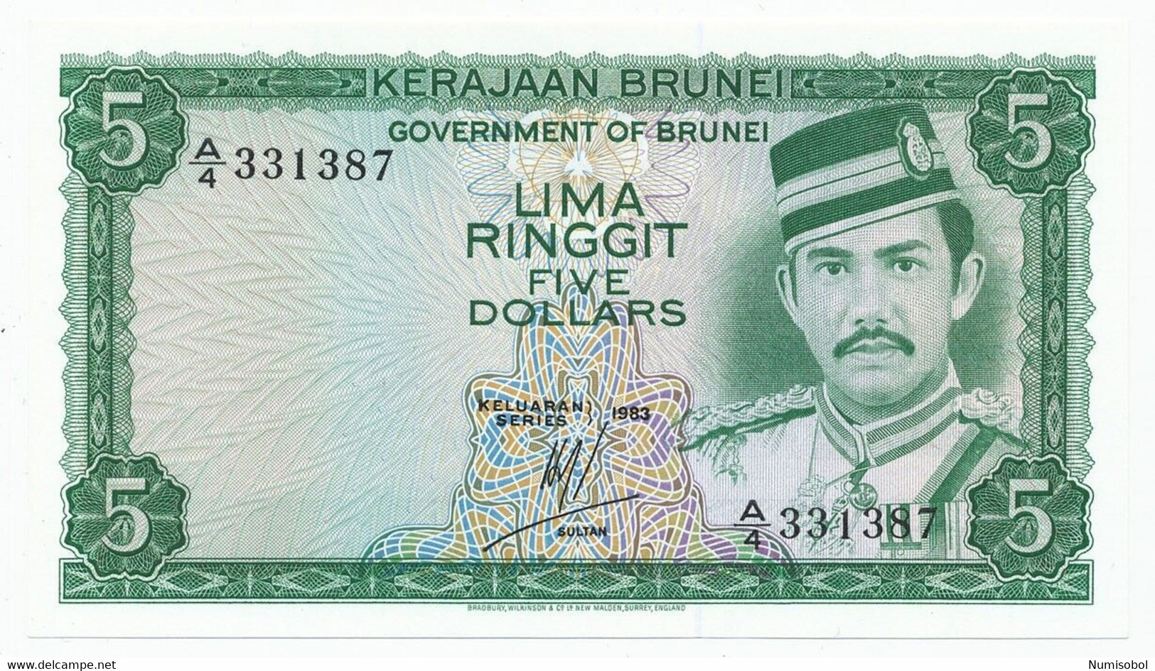 BRUNEI - 5 Ringgit / Dollars 1983. P7b, UNC (BRUN002) - Brunei