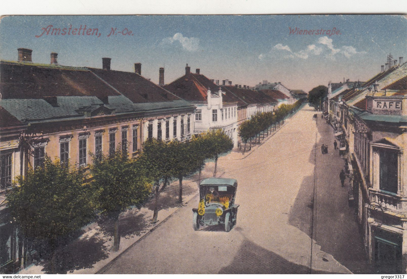 B9294) AMSTETTEN - NÖ - Wienerstraße Mit Altem AUTO U. CAFE - 1918 - Amstetten