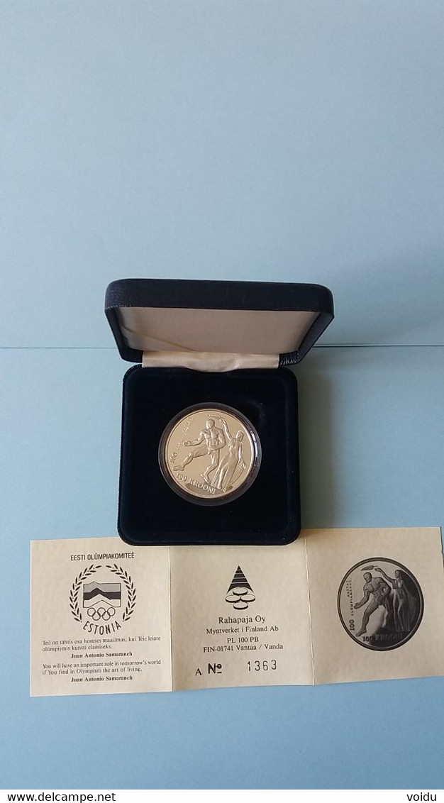 ESTONIA 1993 SILVER PROOF COIN - Estonie