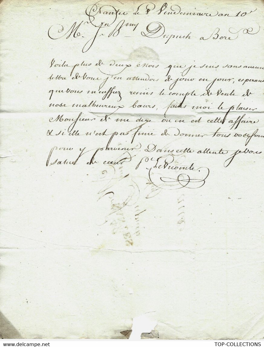 1801 LAC De Nantes Marque Postale  42 NANTES   Par LeVicomte Pour Dupuch Armateur Négociant Bordeaux V.SCANS+HISTORIQUE - 1801-1848: Precursors XIX