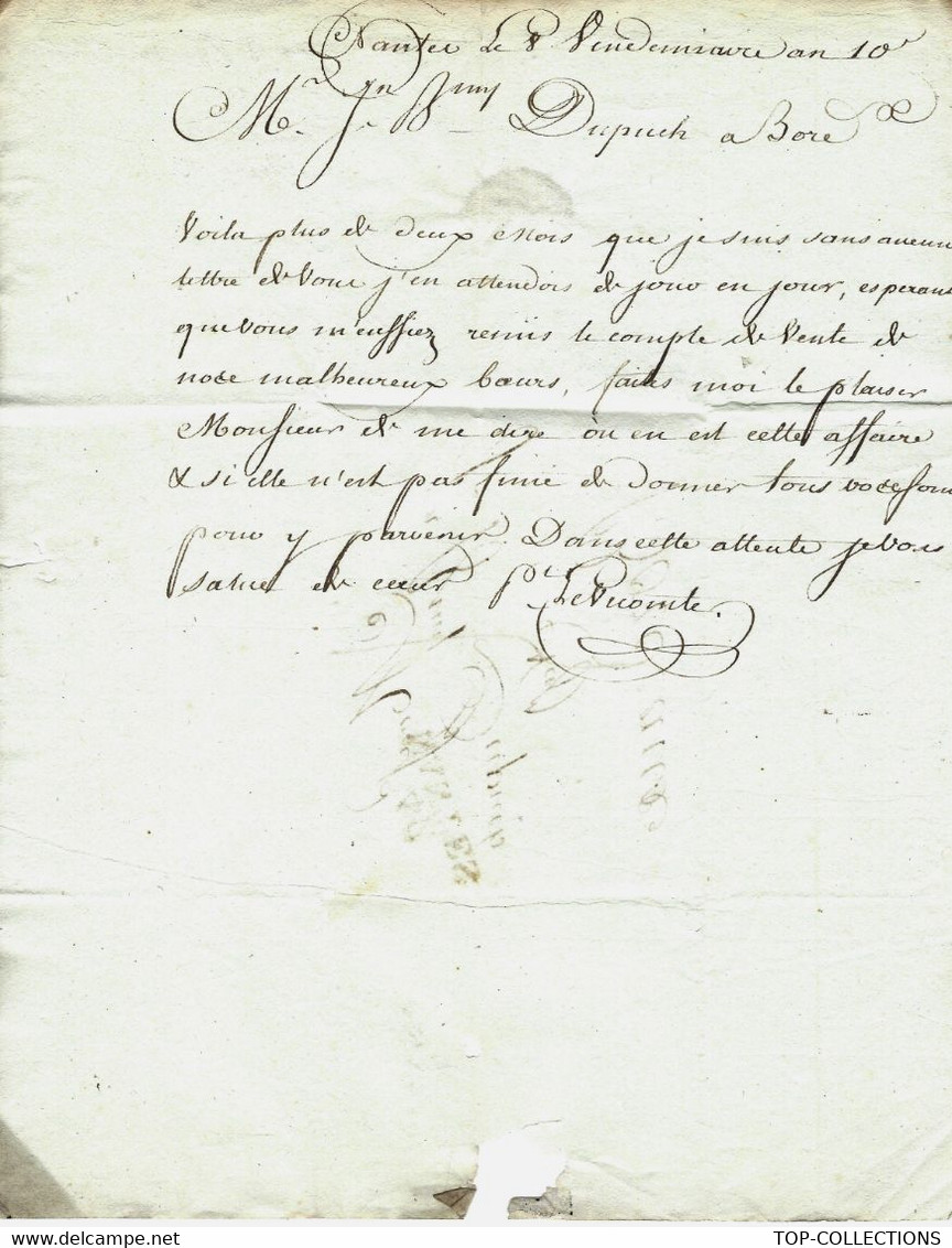 1801 LAC De Nantes Marque Postale  42 NANTES   Par LeVicomte Pour Dupuch Armateur Négociant Bordeaux V.SCANS+HISTORIQUE - 1801-1848: Précurseurs XIX