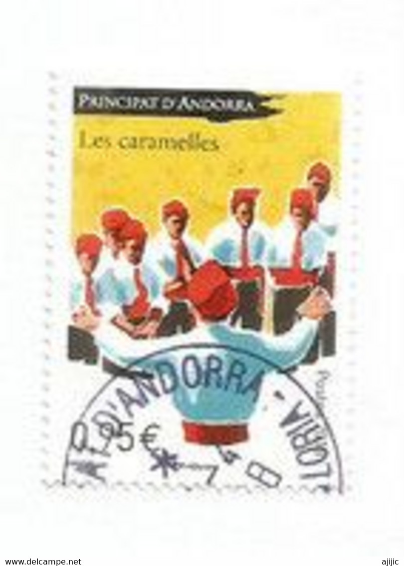 Andorra Folk Costumes & Dances."Les Caramelles".  , Timbre Oblitéré, 1 ère Qualité. 2018 - Usados