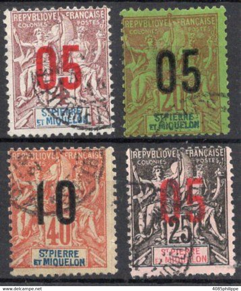 St Pierre Et Miquelon Timbres-poste N°95,97,98,101 Oblitérés Cote : 5€50 - Used Stamps
