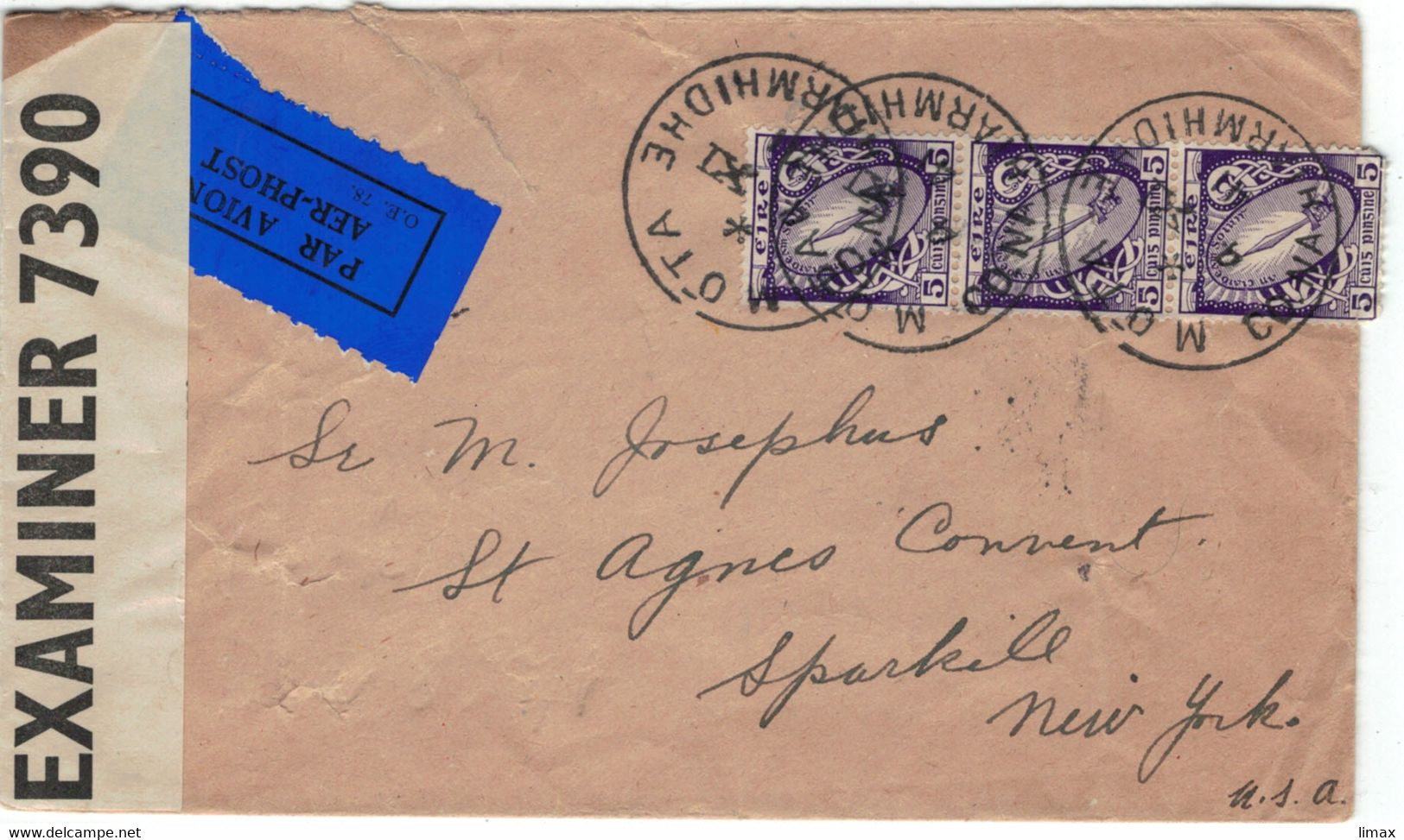 Irland Mota 1941 Armhidhe > Josephus N. Y. - Zensur Examiner 7390 - Briefe U. Dokumente