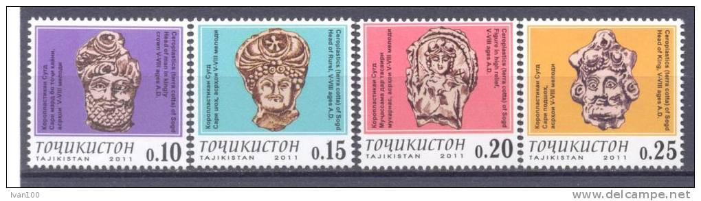 2011. Tajikistan, Ceroplastics (Terra Cotta), V-VIII Ages A.D, 4v, Mint/** - Tadzjikistan