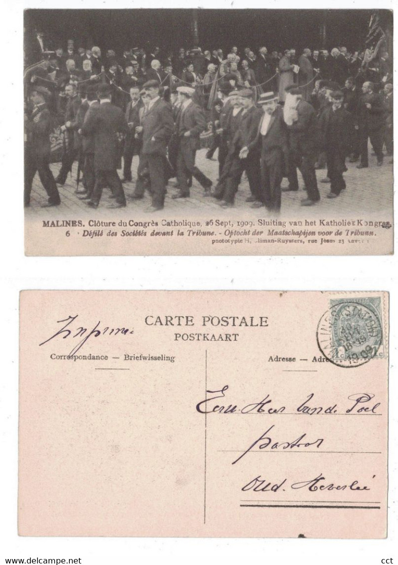 Malines Mechelen Clôture Du Congrès Catholique 26 Sept 1909 N° 6  Défilé Des Sociétés Devant La Tribune - Malines