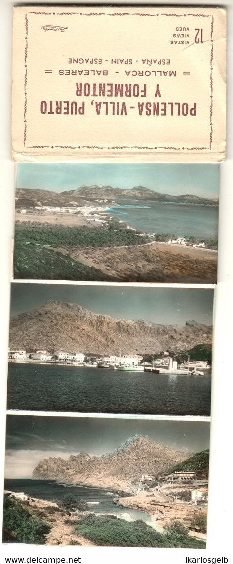 Espagna Spanien Mallorca ~1960 " Pollensa-Villa Puerto Y Formentor " Handcoloriertes Leporello - Mallorca