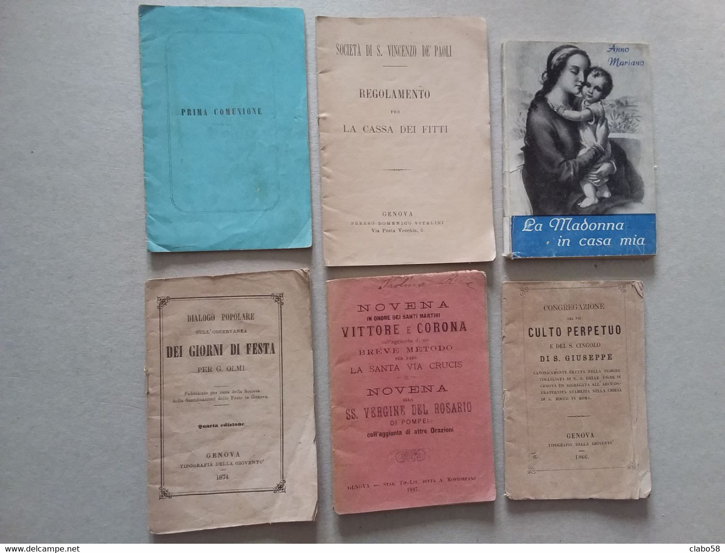 LIBRETTI RELIGIOSI DAL 1886\74\97 AL 1954   6 VOLUMETTI IN OFFERTA  SI VENDONO IN LOTTO - Colecciones