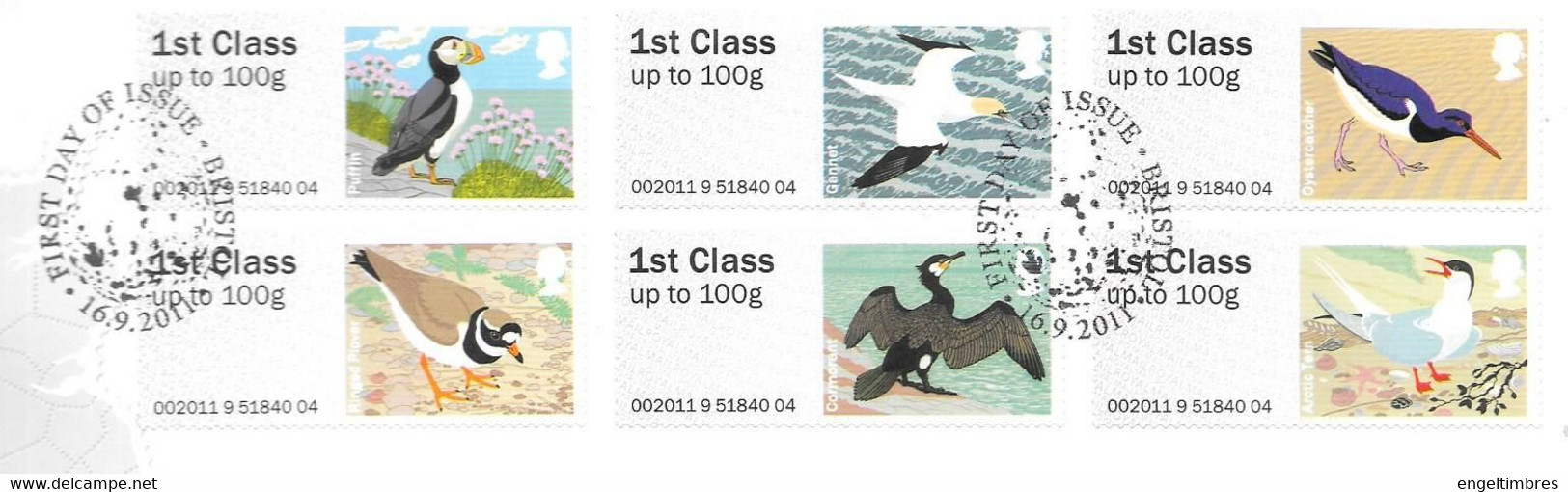 GB -  Post & GO Stamps (6)   2011 BIRDS 4 -    FDC Or  USED  "ON PIECE" - SEE NOTES  And Scans - 2001-2010. Decimale Uitgaven