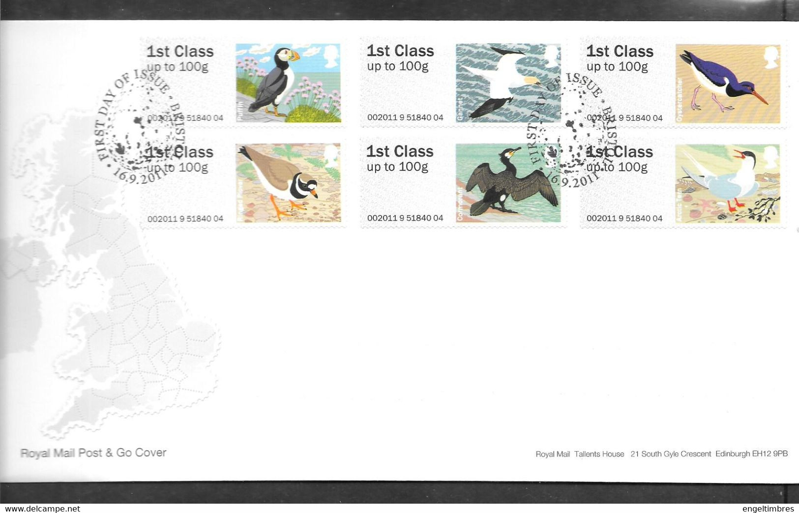 GB -  Post & GO Stamps (6)   2011 BIRDS 4 -    FDC Or  USED  "ON PIECE" - SEE NOTES  And Scans - 2001-2010 Decimal Issues