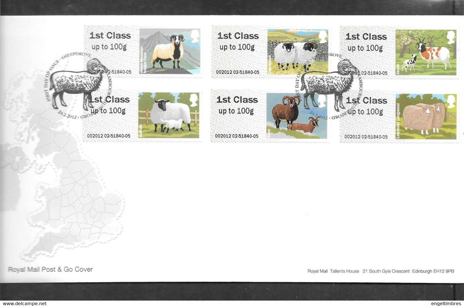 GB -  Post & GO Stamps (6)   2012  SHEEP -    FDC Or  USED  "ON PIECE" - SEE NOTES  And Scans - 2011-2020 Ediciones Decimales