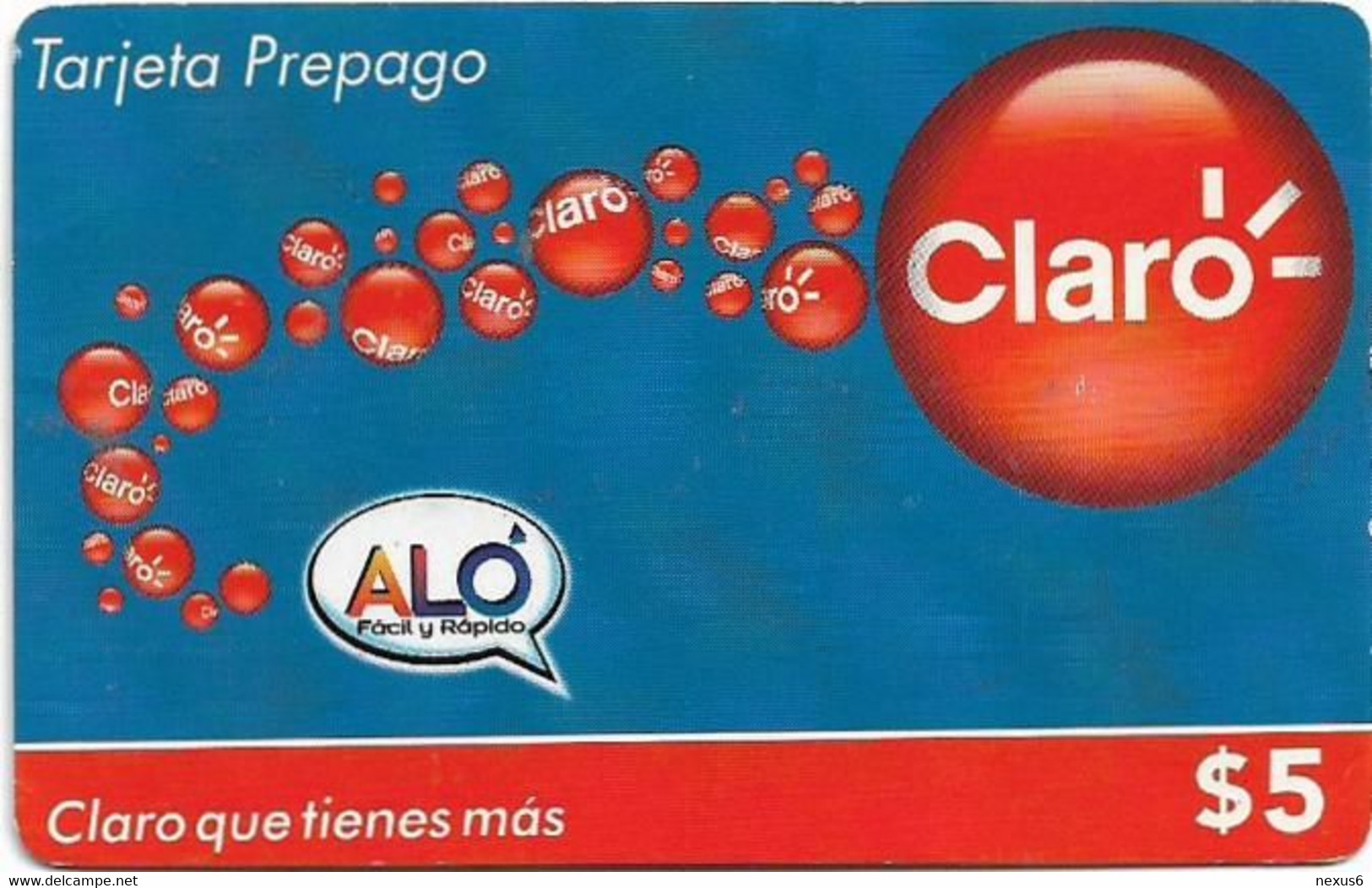 El Salvador - Claro  - Alo Facil Y Rapido, Red Circles, GSM Refill 5$ Used - El Salvador