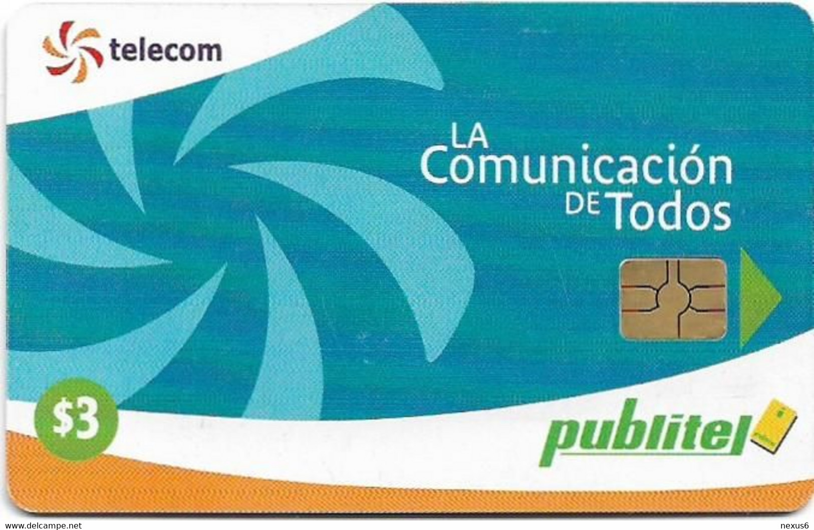 El Salvador - Publitel (Chip) - Telecom Logo Blue, La Comunicación De Todos, Gem5 Red, 2003, 3₡, Used - El Salvador