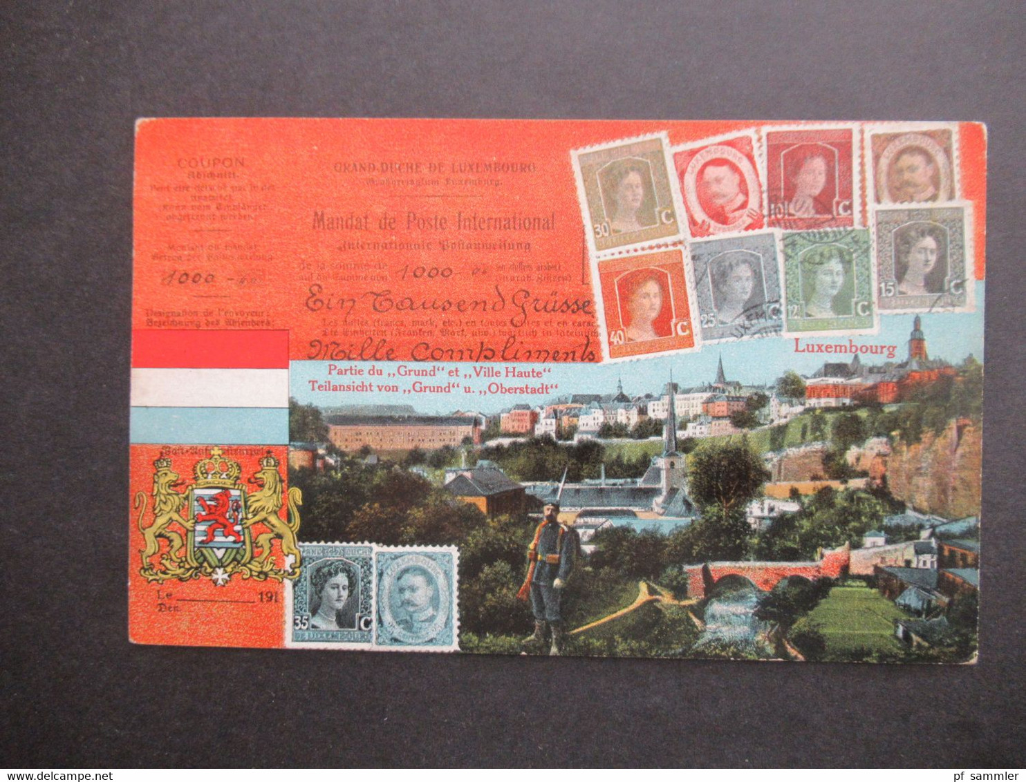 1915 Luxemburg / Grand Duche De Luxembourg  Mehrbild AK Briefmarken AK Verwendet Als Feldpost AK 1. WK - Luxembourg - Ville