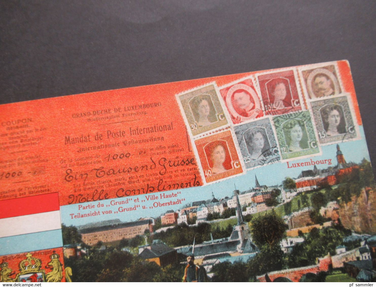 1915 Luxemburg / Grand Duche De Luxembourg  Mehrbild AK Briefmarken AK Verwendet Als Feldpost AK 1. WK - Luxembourg - Ville