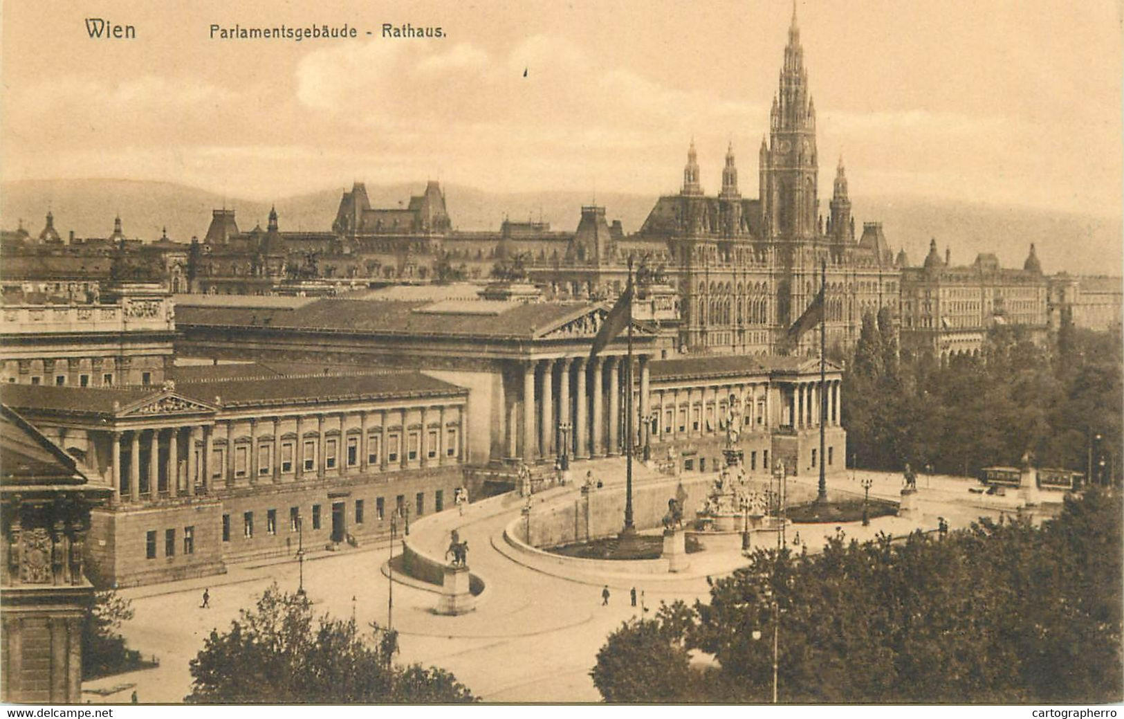 Post Card Austria Wien Parlamensgebaude U. Rathaus - Ringstrasse