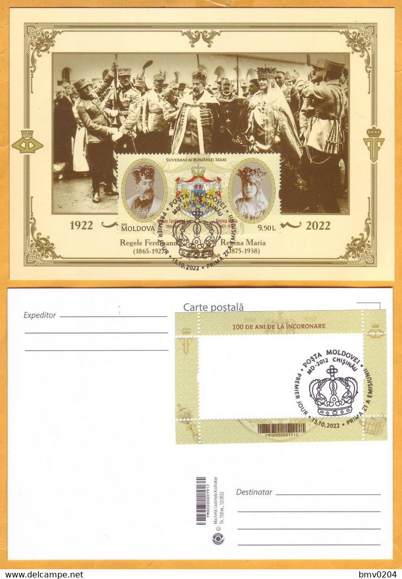 2022 Moldova  MAXICARD 100 King Ferdinand I "the Unifier" And Of Queen Maria As Rulers Of Greater Romania - Moldawien (Moldau)