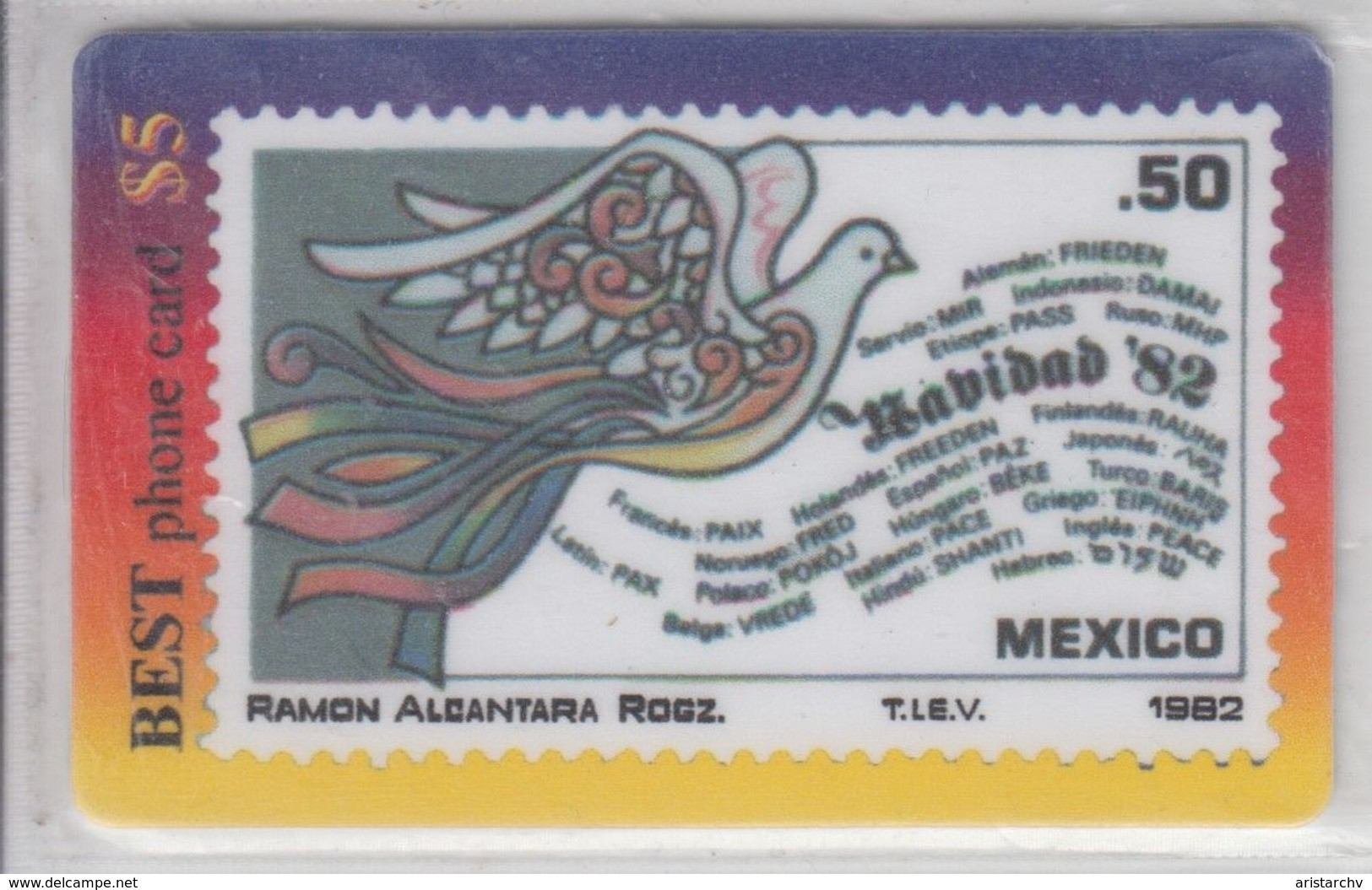 ISRAEL STAMP ON PHONE CARD MEXICO PEACE - Francobolli & Monete