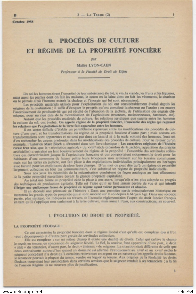 EDSCO DOCUMENTS -LA TERRE (2ème Partie) 4e Année-Pochette N°3 Oct.1958--support Enseignants- Les Editions Scolaires - Fiches Didactiques